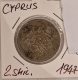 Cyprus, Cipru, 2 Shillings 1947, KM#28, George VI