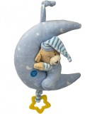 Jucarie interactiva de agatat pentru carucior si patut cu cantec si lumini, albastru, 23x14 cm, NippleBaby