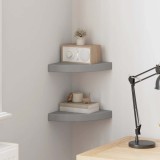 vidaXL Rafturi colțar de perete, 2 buc., gri, 25 x 25 x 3,8 cm, MDF 323902