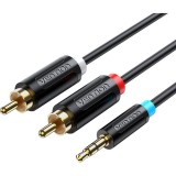 Cablu audio Vention, Jack 3.5mm (T) la 2 x RCA (T), 3m, conectori auriti, PVC, negru, &quot;BCLBI&quot; (timbru verde 0.18 lei) - 6922794751330