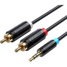 Cablu audio Vention, Jack 3.5mm (T) la 2 x RCA (T), 2m, conectori auriti, PVC, negru, &amp;quot;BCLBH&amp;quot; (timbru verde 0.18 lei) - 6922794751323 foto