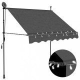 Copertina retractabila manuala cu LED, 200cm, antracit, impermeabila, terasa, balcon, gradina