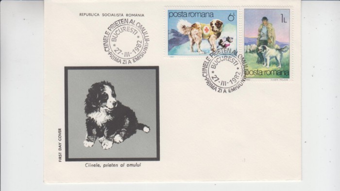 C12 - FDC Romania - Cainele, prieten al omului - LP1052 - 1982