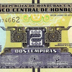 HONDURAS █ bancnota █ 2 Lempiras █ 2019 █ P-97 █ UNC █ necirculata