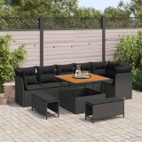 vidaXL Set de canapele pentru grădină cu pernă 9 pcs Negru 3363444