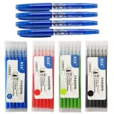 Set 4 x Pix cu radiera 0,7mm si 24 rezerve fashion diferite, Roller, Albastru, Bia