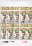 RO-0099-ROMANIA 1995-Lp1384-Ziua marcii postale -Coala de 10 timbre nestamp MNH, Nestampilat