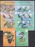 Africa Centrala 1999 fauna pasari MI 2171-2190 ( 2 kleib.+2 bl.) MNH, Nestampilat