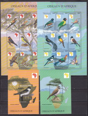 Africa Centrala 1999 fauna pasari MI 2171-2190 ( 2 kleib.+2 bl.) MNH foto