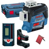 Bosch GLL 3-80 C + BM 1 + LR 7 - Nivela laser cu linii 30 m +/-0.2 mm/m 3 linii laser fascicul rosu proiectie 360 grade receptor suport perete valiza