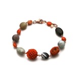 Cumpara ieftin Brățară Argint 925 Placat Aur Roz cu Amazonit, Coral Natural și Coral Bambus Diva, Ajustabilă 18-24cm, Made in Italy