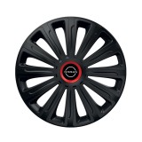 Cumpara ieftin Set 4 Capace Roti pentru Nissan Nou, model Trend Black Cu Inel Rosu, R15, NISSAN