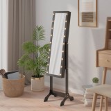 vidaXL Oglindă de sine stătătoare cu LED, negru, 34x37x146 cm