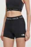 The North Face pantaloni scurti sport Tech Bootie femei, culoarea negru, cu imprimeu, medium waist, NF0A87JZJK31