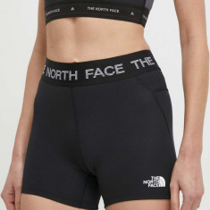 The North Face pantaloni scurti sport Tech Bootie femei, culoarea negru, cu imprimeu, medium waist, NF0A87JZJK31