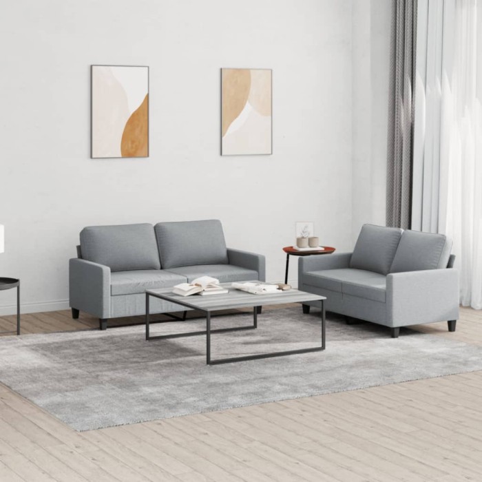 vidaXL Set de canapele cu perne, 2 piese, gri deschis, textil 3201444