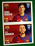 The Golden World of Football, un cartonaș Fotbal 2022, 113a Autocolante stickere colecție Panini FIFA 365 FC Barcelona: Sergi Roberto și Mingueza