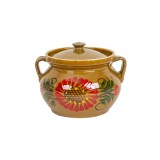 Oala din lut cu capac, diametru 18 cm, capacitate 2l / EXT 10388