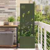 vidaXL Ghiveci de Grădină cu Panou Decorativ Olivengr&oslash;nn 50 x 140 cm