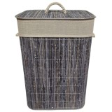 Cos de rufe Caressa HY23137, bambus, gri, 40 x 30 x 57 cm, 66 L