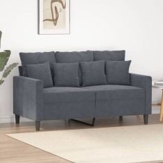 Gossi canapea cu 2 locuri, gri inchis, 120 cm, catifea