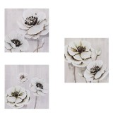 Tablou Decorativ Model Flori Gri 30x30cm - 3buc, Oem