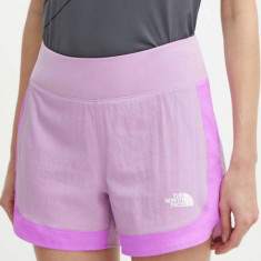 The North Face pantaloni scurti sport Sunriser femei, culoarea violet, modelator, high waist, NF0A88SETOW1