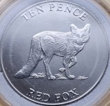 10 pence 2021 Guernsey, Red Fox, unc, km#404, capsula