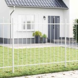 Gard cu v&acirc;rf arcuit, Alb, 10.2x1.25 m, din oțel