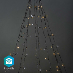 Ghirlanda luminoasa decorativa Smart Wi-Fi Nedis, 200 LED-uri, alb cald la alb rece, 10 x 2m, Android / IOS