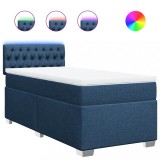 Cumpara ieftin Pat box spring cu saltea, albastru, 80x200 cm, textil