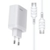 Incarcator de retea Kakusiga, 40W PD, Fast charge 3.0, 2 porturi USB-C + cablu Type C, Alb, Huawei