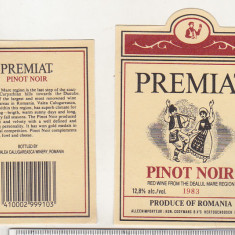 Etichete de vin - Premiat - Pinot Noir - 1983 - Valea Calugaresca