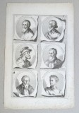 Jacob von Sandrart &quot;Portrete de pictori&quot; gravura veche cca 1683, Cerneala, Altul