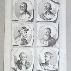 "Portrete de pictori" gravura veche