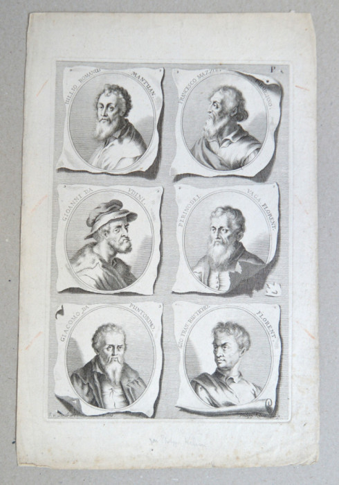 &quot;Portrete de pictori&quot; gravura veche