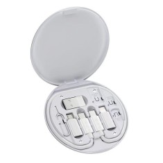 Set cabluri de date multifunctionale, adaptoare USB-C Tip Lightning USB-A Micro-USB, portabil, alb