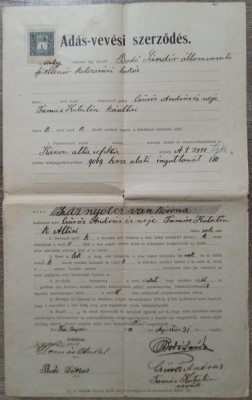 Contract vanzare-cumparare in maghiara, Imper, Harghita, 1912 foto