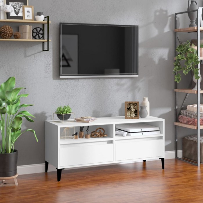 vidaXL Comodă TV, alb, 100x34,5x44,5 cm, lemn prelucrat