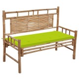 vidaXL Bancă de Grădină Bambus cu Pernă Verde 120 cm
