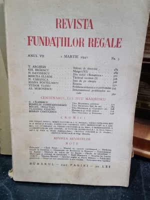 Revista Fundatiilor Regale - Anul VII 1 Martie 1940 Nr. 3 foto
