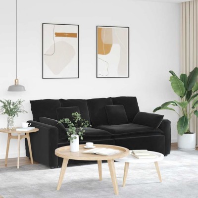 vidaXL Canapea modulară cu perne, negru 3321134 foto