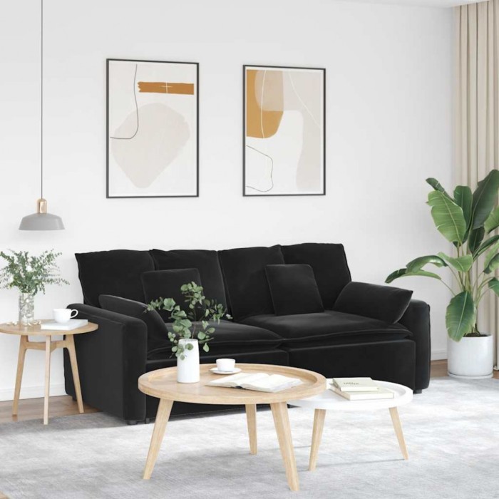 vidaXL Canapea modulară cu perne, negru 3321134