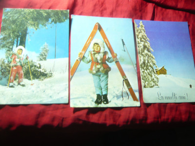 3 Ilustrate - Felicitari - Ski in Bucegi ,anii &amp;#039;70 foto