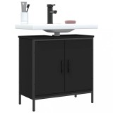 vidaXL Dulap pentru chiuvetă baie, negru, 60x30x60 cm, lemn prelucrat