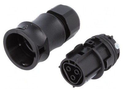 Conector circular soclu RST mamă 3 pini argintat 20A 250V foto