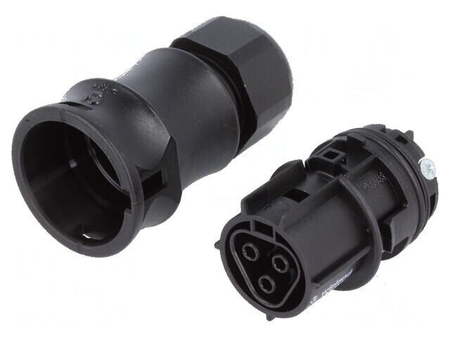 Conector circular soclu RST mamă 3 pini argintat 20A 250V