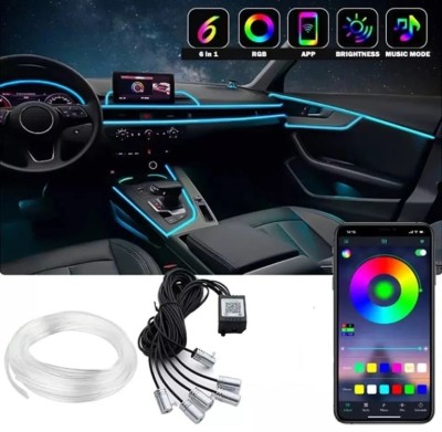 Kit 5 Benzi LED Lumini Ambientale auto RGB - control din aplicatie prin smartphone foto
