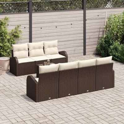 vidaXL Set de canapele pentru grădină 8 pcs Maro, Crem 55 x 55 x 37 cm 3354617 foto