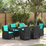 vidaXL Set de masă pentru grădină 7 pcs Negru Rattan poli 3381042